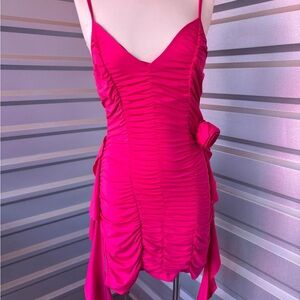 Forever 21 Pink Asymmetrical Ruched Mini Dress